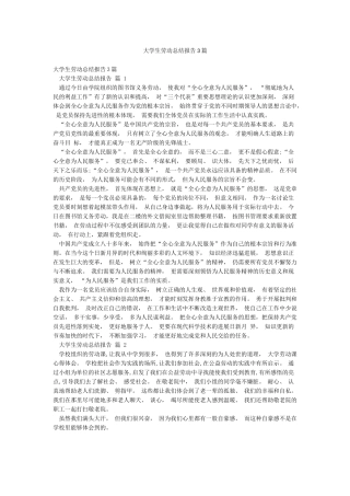 大学生劳动总结报告3篇