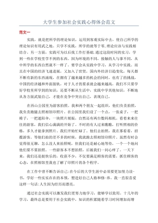 大学生参加社会实践心得体会范文