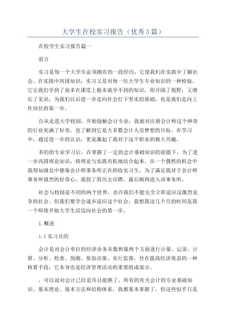 大学生在校实习报告