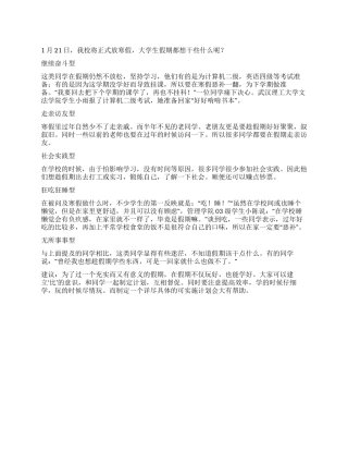 大学生如何安排自己的寒假计划