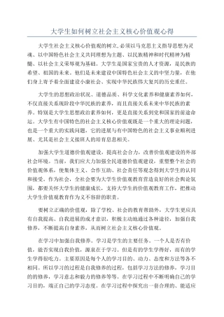 大学生如何树立社会主义核心价值观心得