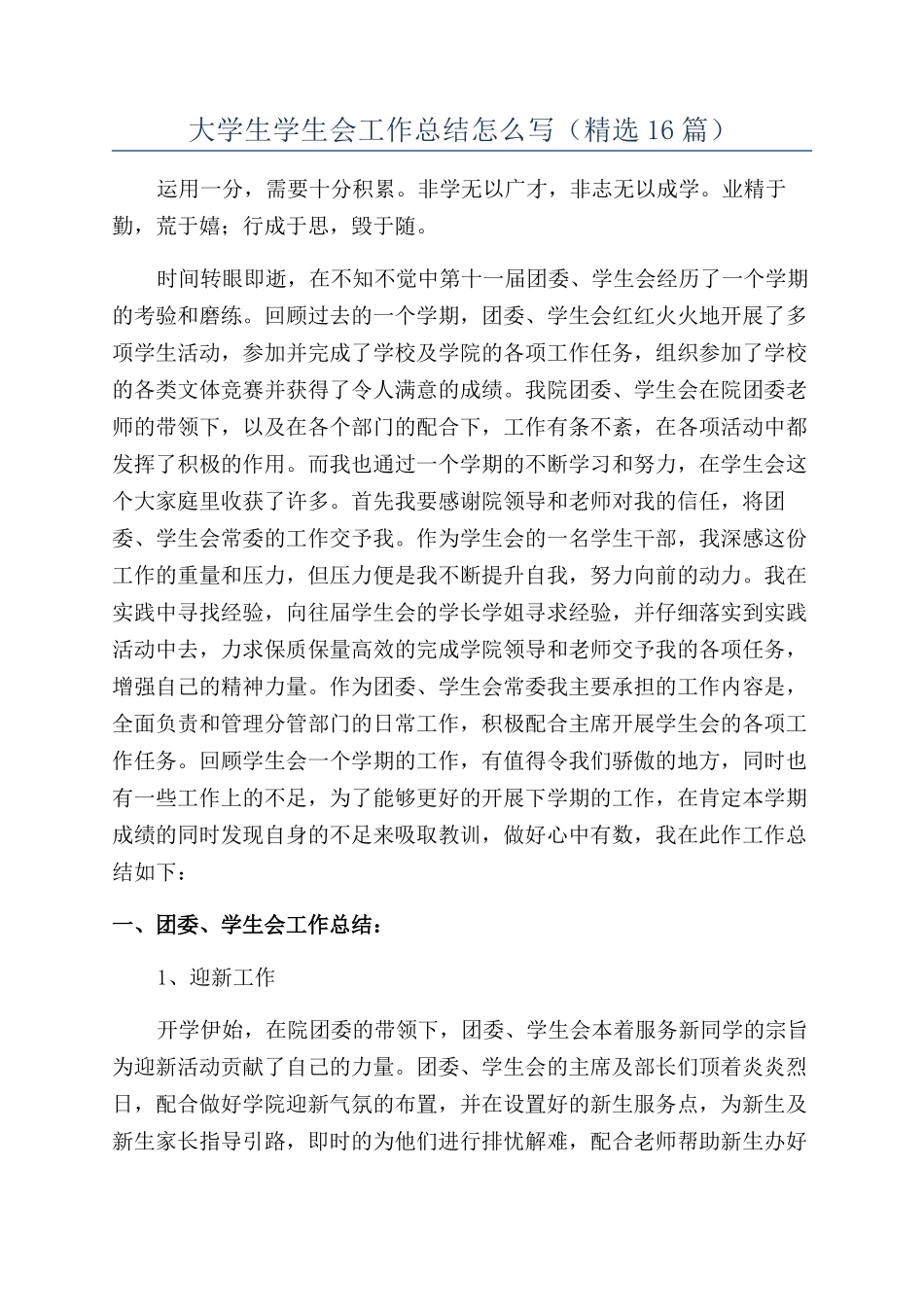 大学生学生会工作总结怎么写_第1页
