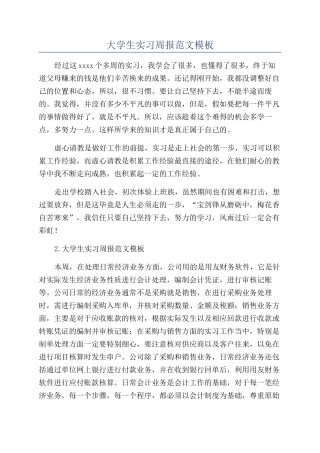 大学生实习周报范文模板