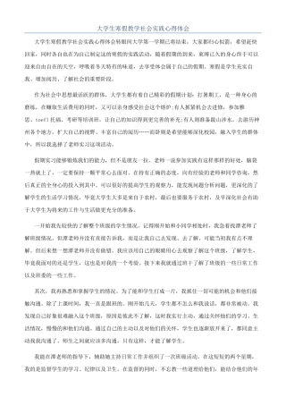 大学生寒假教学社会实践心得体会