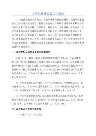 大学生就业协会工作总结