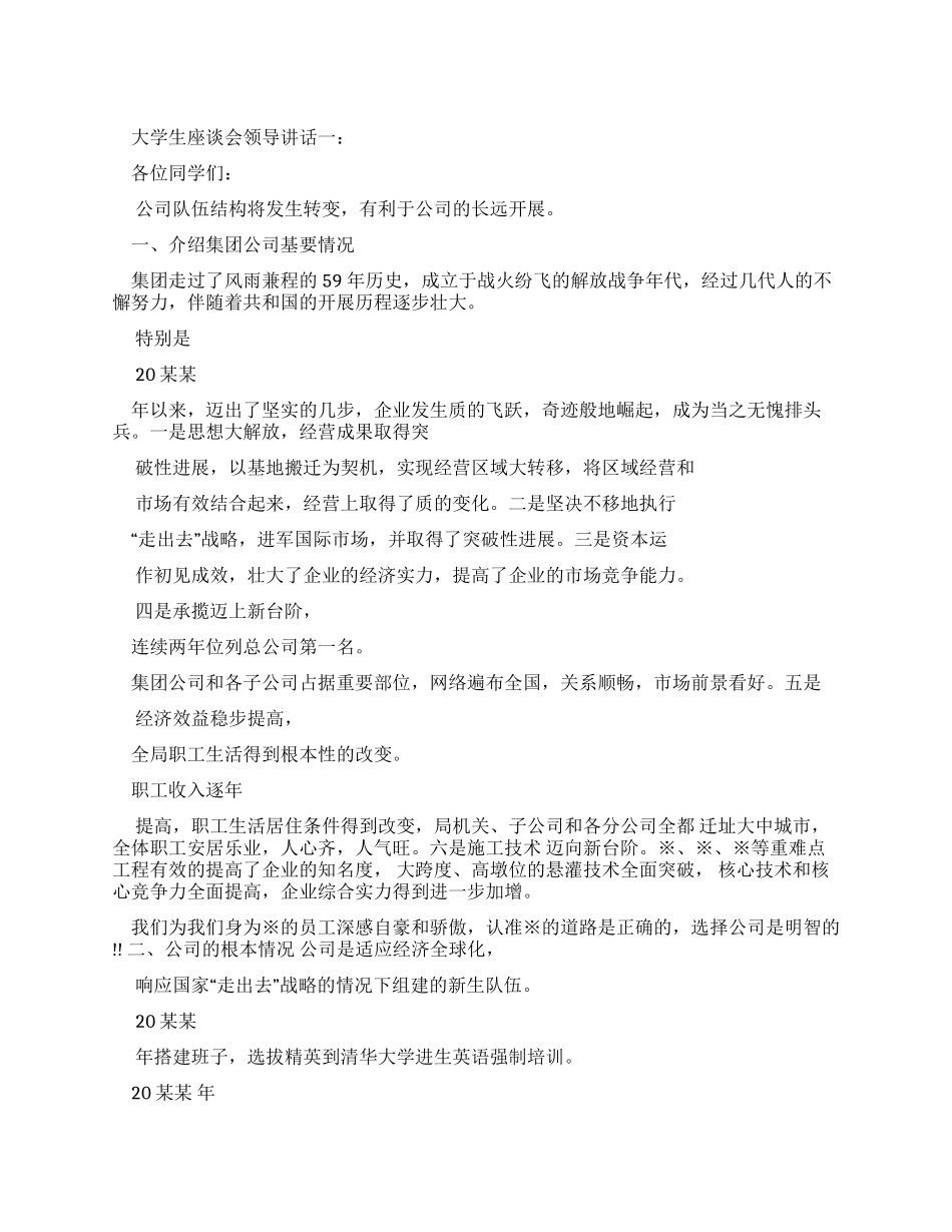 大学生座谈会领导讲话_第1页