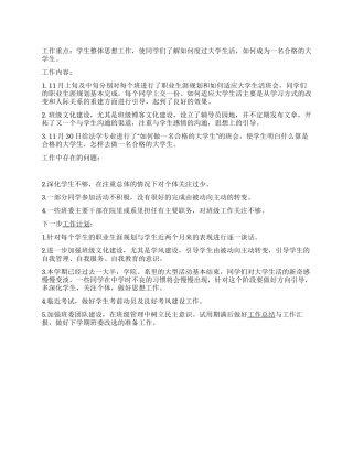 大学生思想工作总结