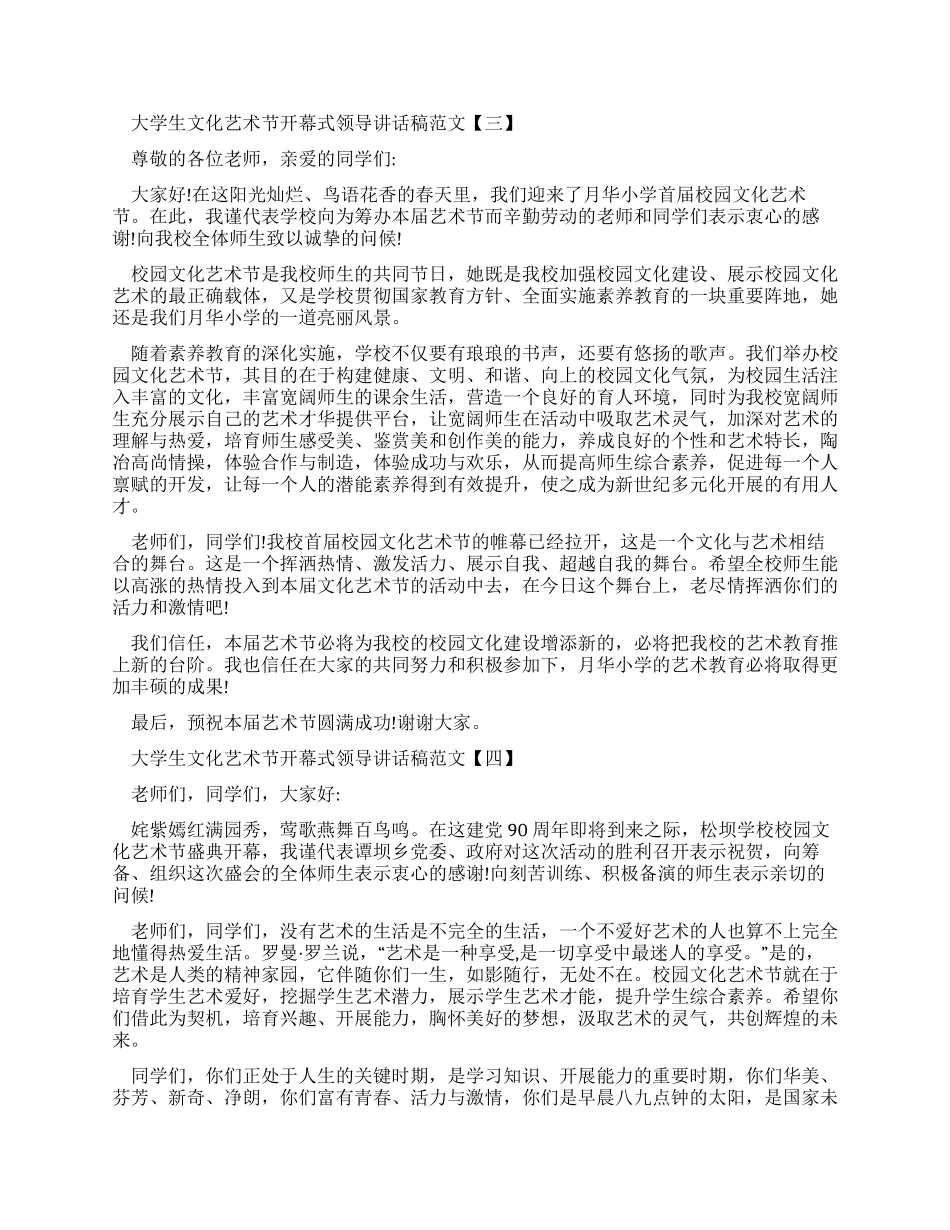大学生文化艺术节开幕式领导讲话稿例文_第3页