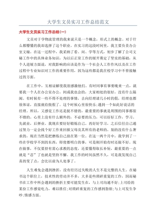 大学生文员实习工作总结范文