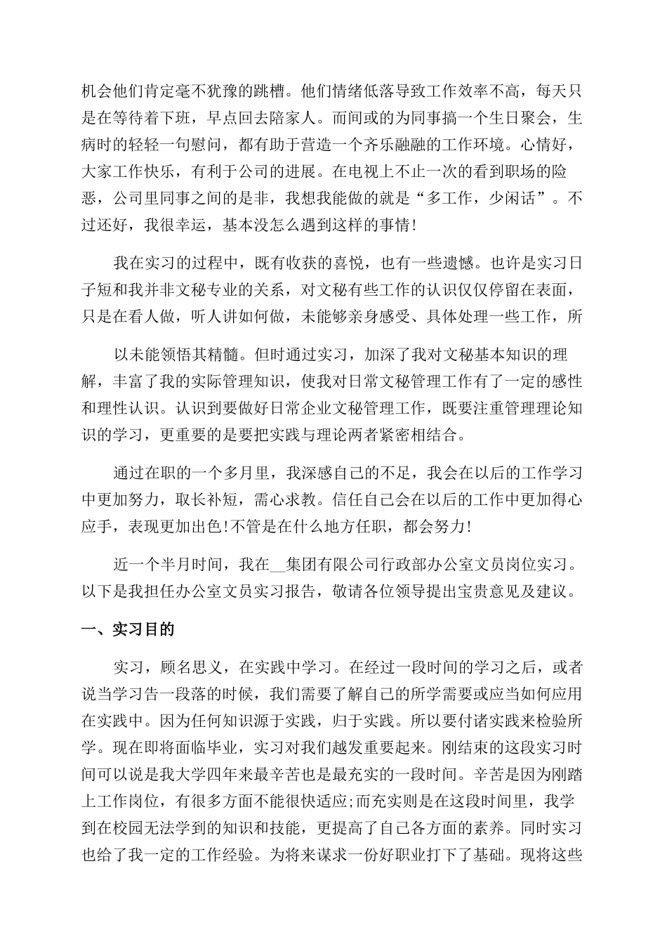 大学生文员实习报告范文2024例文_第3页