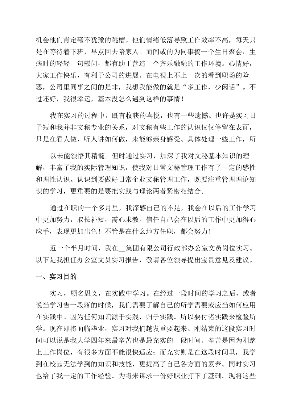 大学生文员实习报告范文例文_第3页