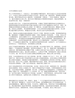 大学生暑假实习总结