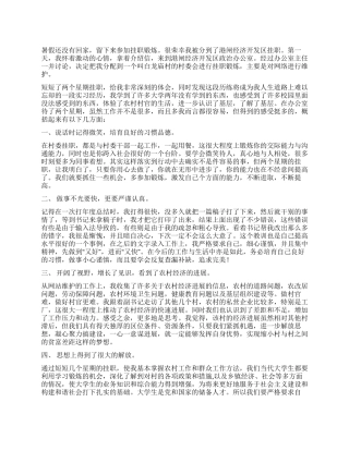 大学生暑假挂职锻炼心得