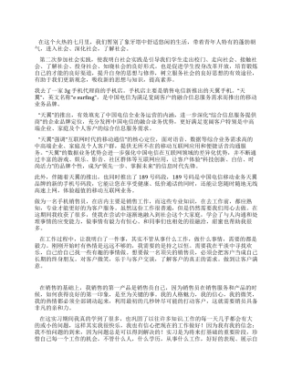 大学生暑期3G手机销售社会实践报告