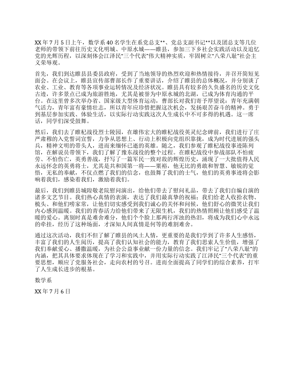 大学生暑期三下乡实践活动总结_第1页