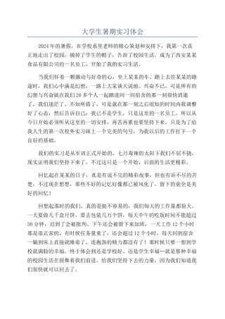 大学生暑期实习体会