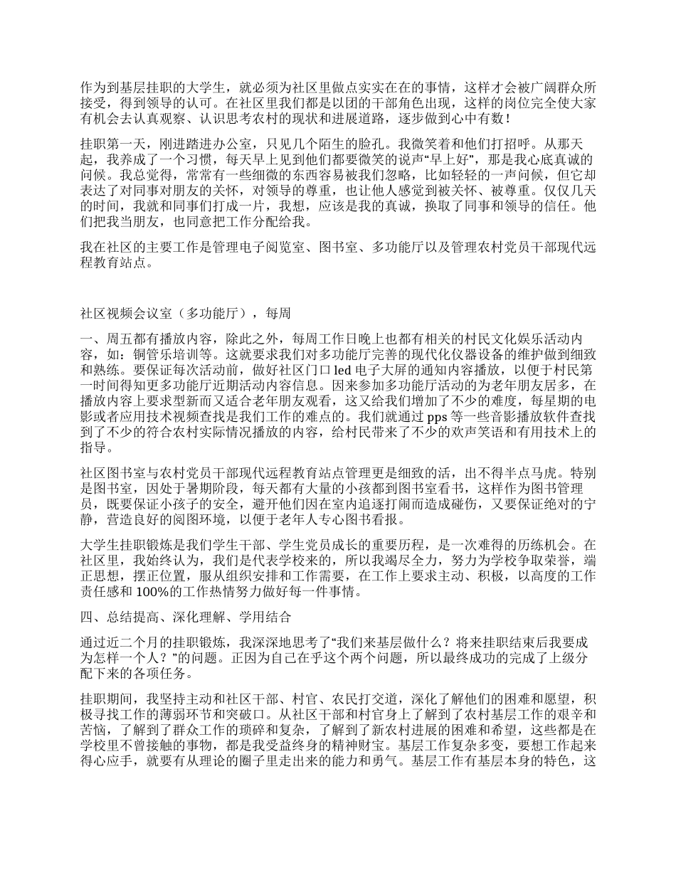 大学生暑期挂职锻炼工作总结_第3页