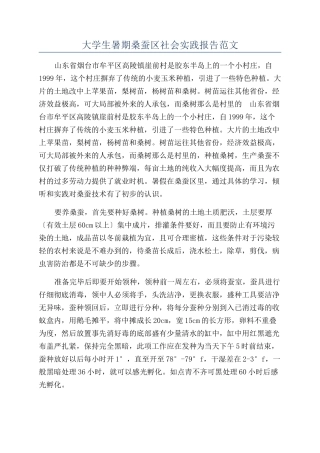 大学生暑期桑蚕区社会实践报告范文