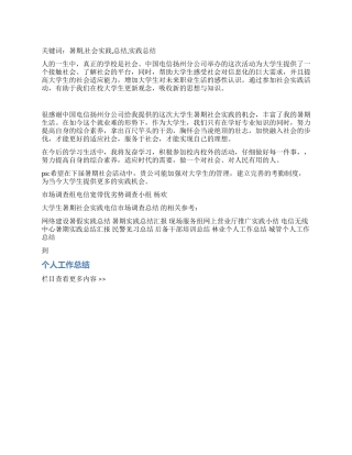 大学生暑期社会实践电信市场调查总结
