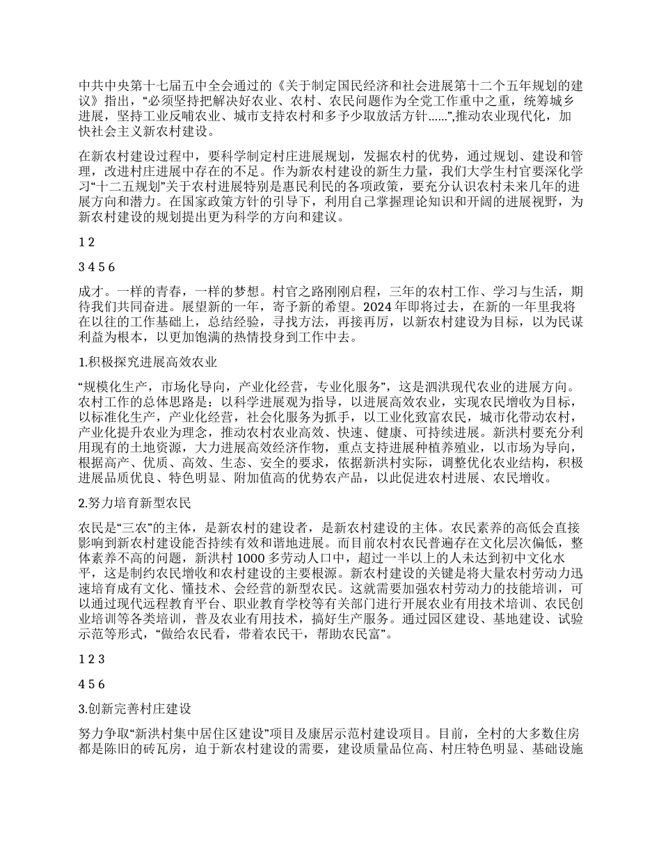大学生村官2024年工作总结与2024年工作计划_第2页