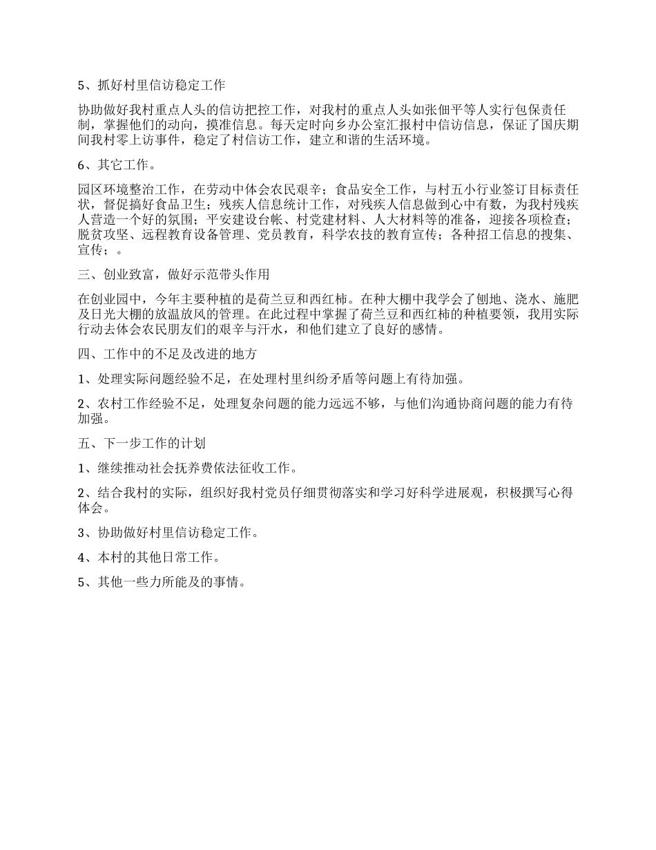 大学生村官2024年第三季度工作总结-村党总支书记_第2页