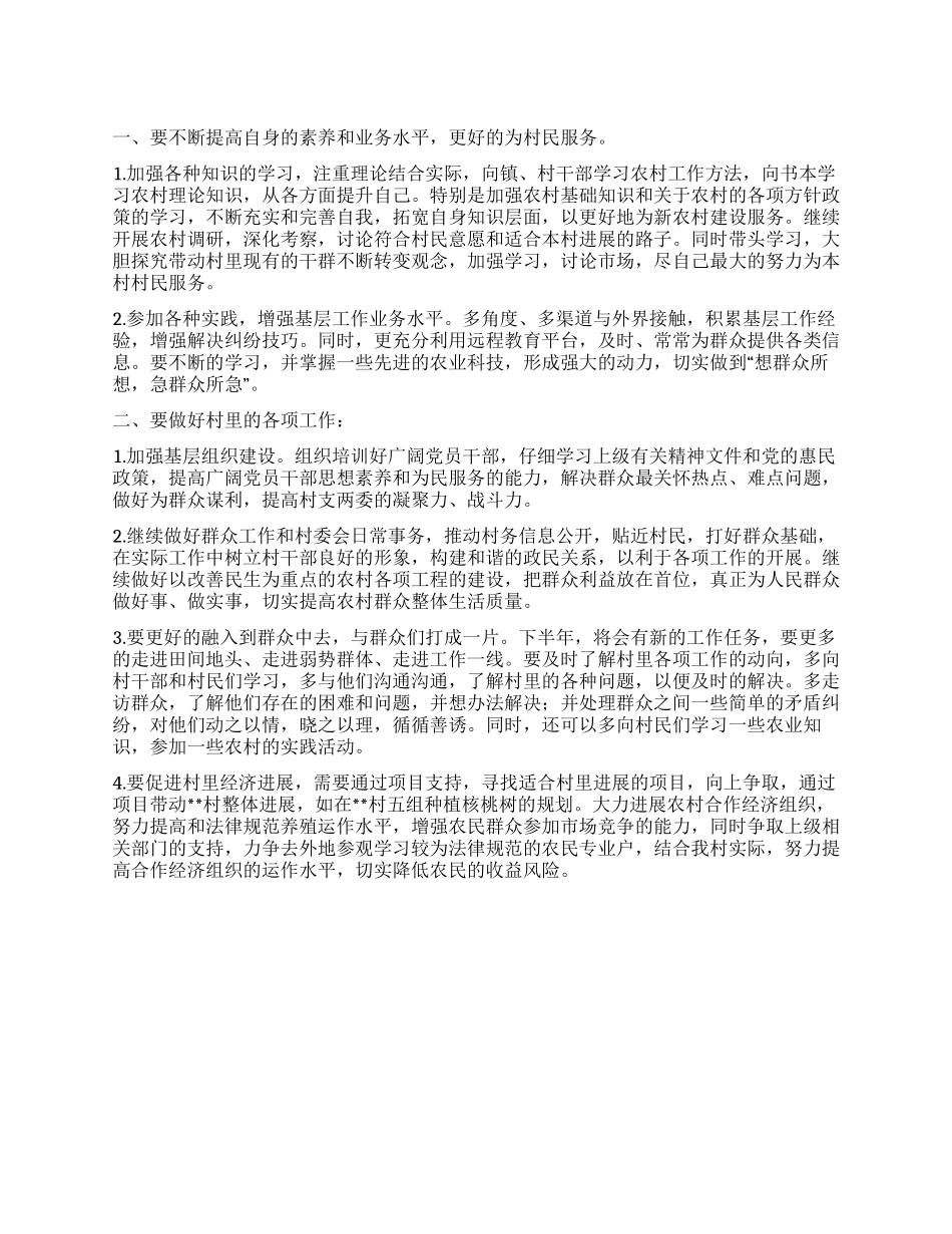 大学生村官下半年工作计划范文_第1页