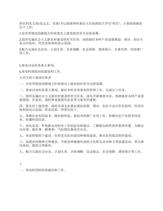 大学生村官岗位职责