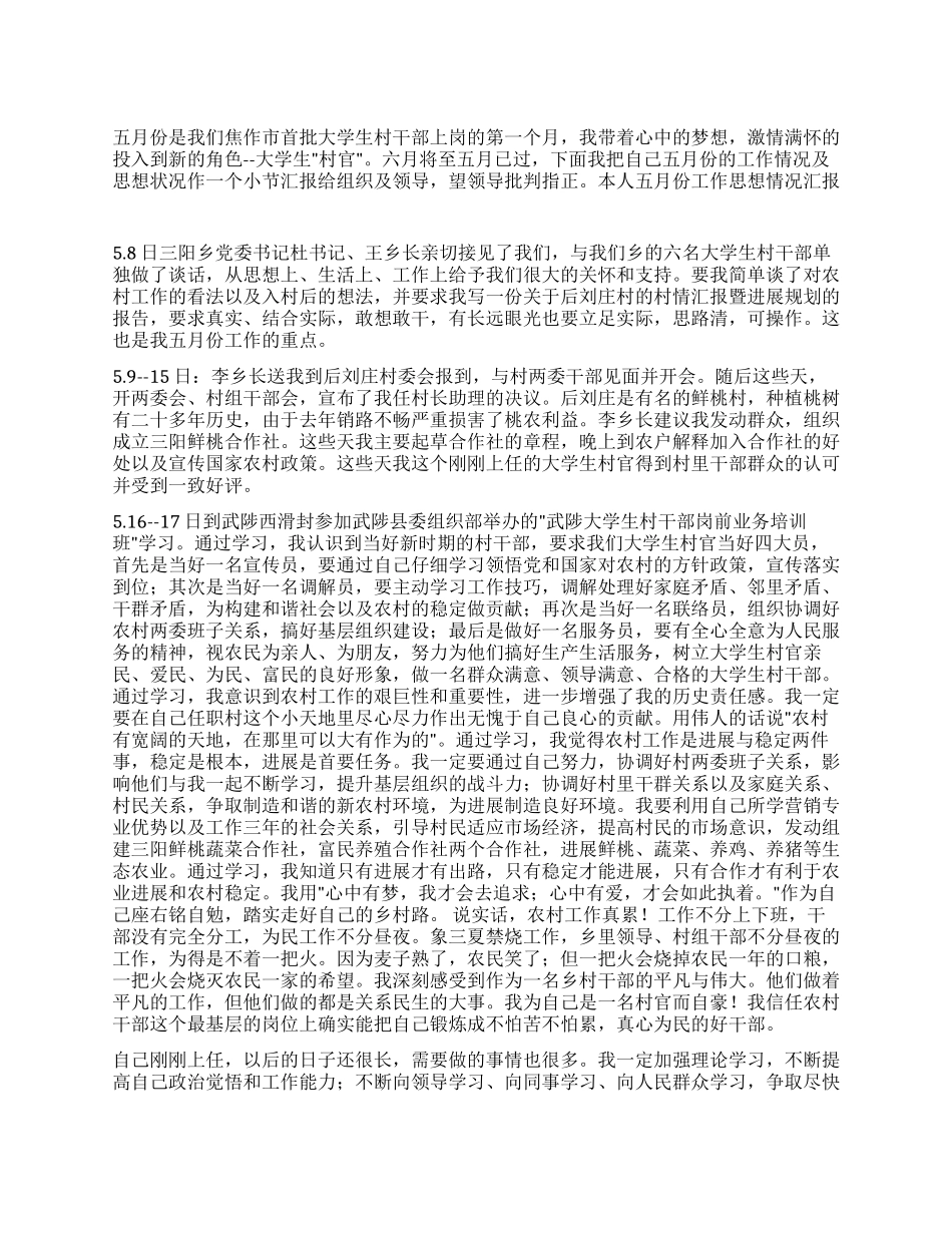 大学生村官工作总结暨思想汇报_第1页