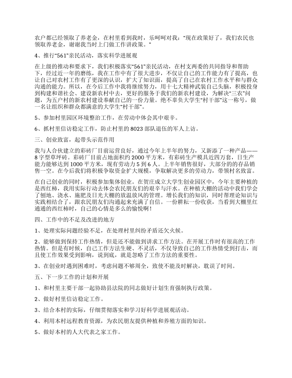 大学生村官第季度工作总结-村主任助理_第2页