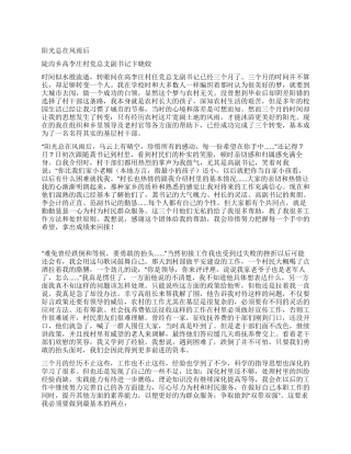 大学生村官第季度工作总结-村党总支副书记