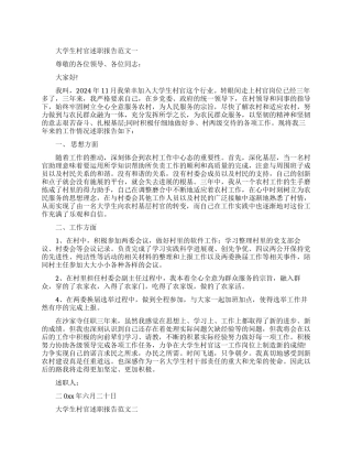 大学生村官述职报告封面