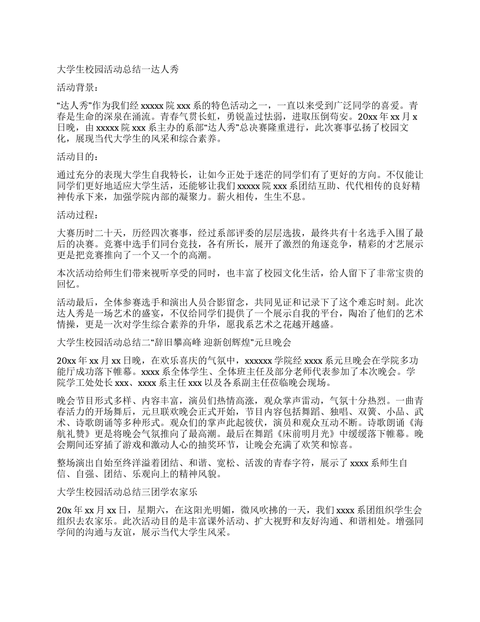 大学生校园活动总结_第1页