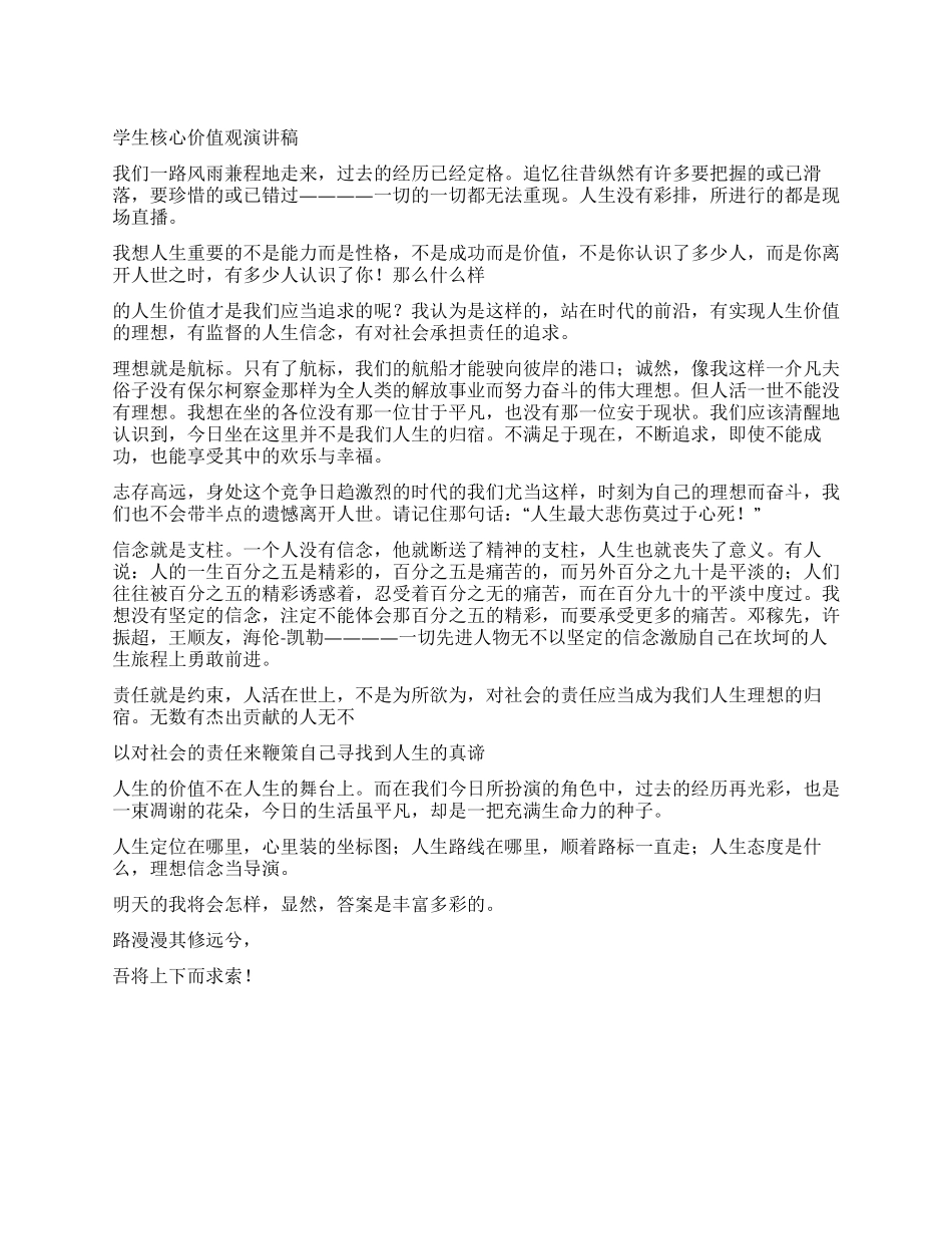 大学生核心价值观演讲稿_第1页
