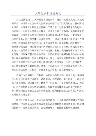 大学生求职计划例文