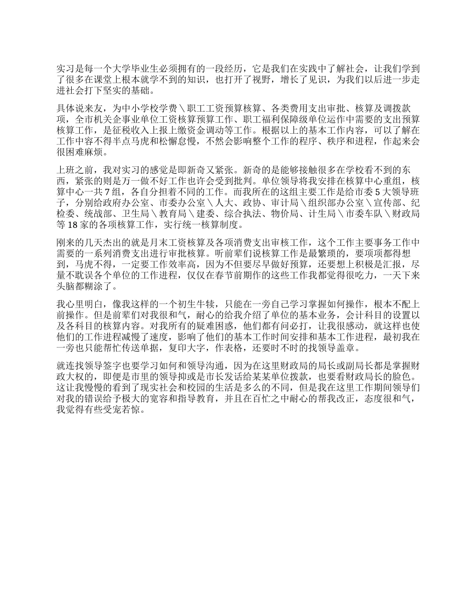 大学生社会实践-财政局实习报告_第1页