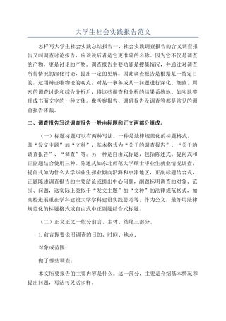 大学生社会实践报告范文