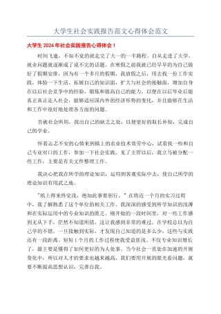 大学生社会实践报告范文心得体会范文