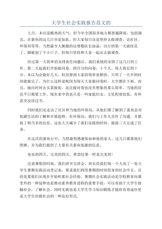大学生社会实践报告范文的