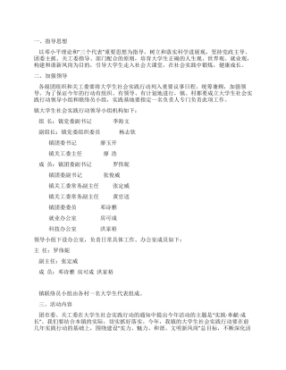 大学生社会实践行动工作方案