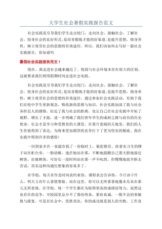 大学生社会暑假实践报告范文