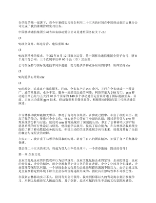 大学生移动公司实习报告