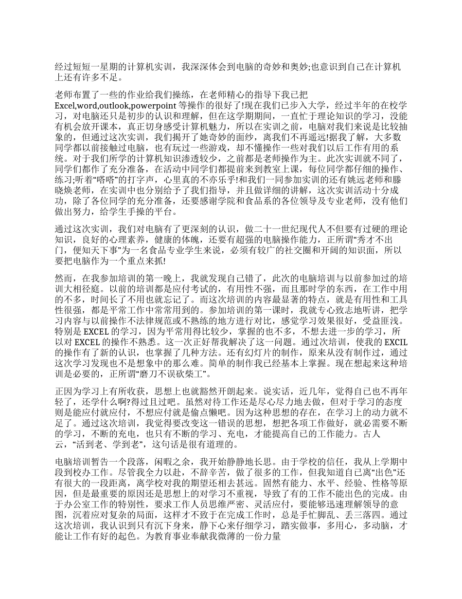 大学生计算机实训总结范文_第1页