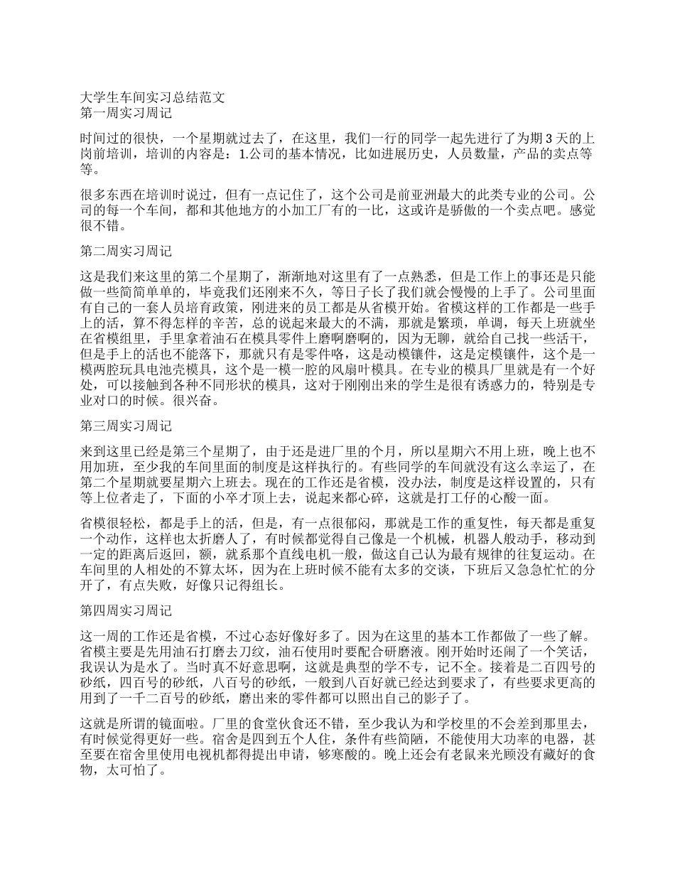 大学生车间实习总结范文_第1页