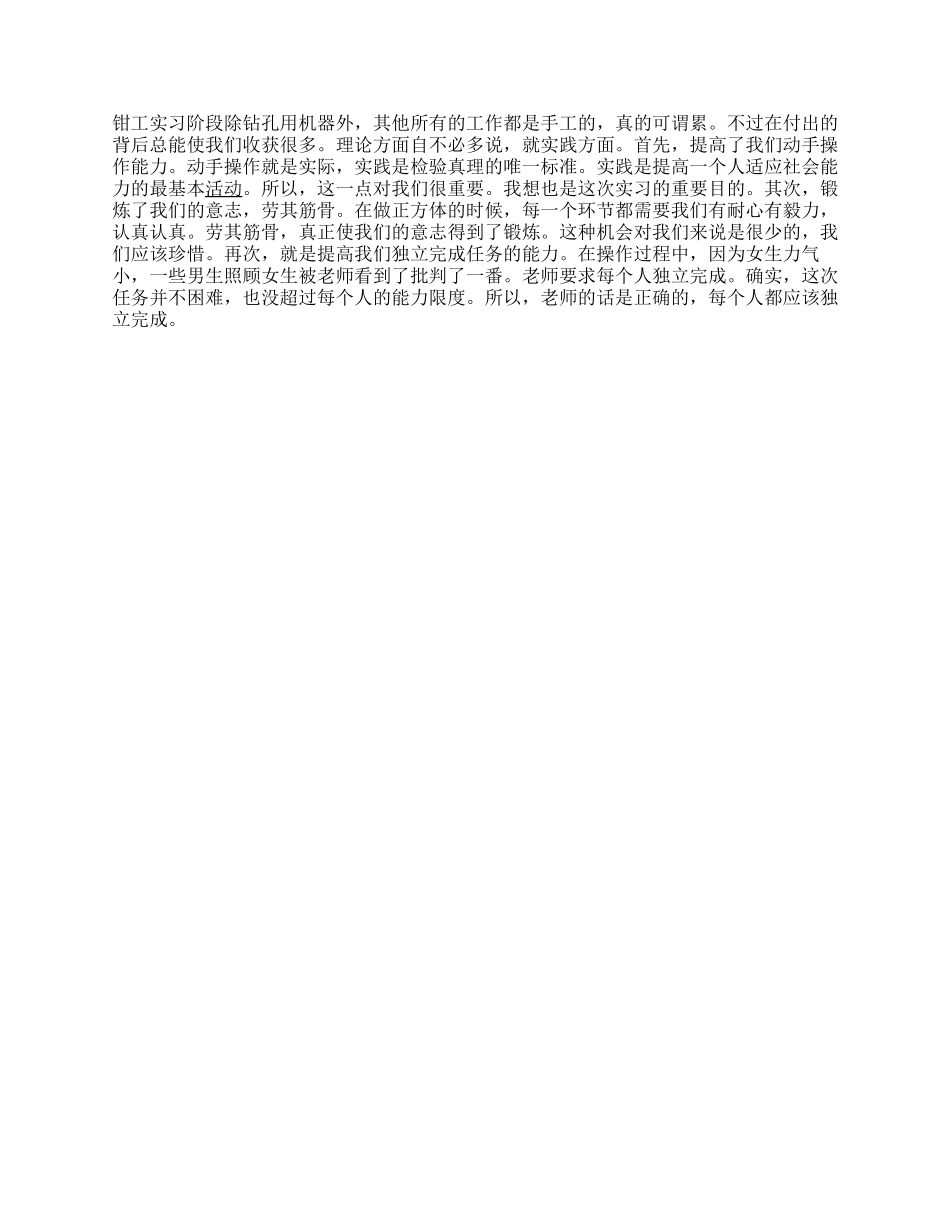 大学生车工钳工毕业实习报告_第2页