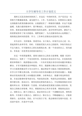 大学生辅导员工作计划范文