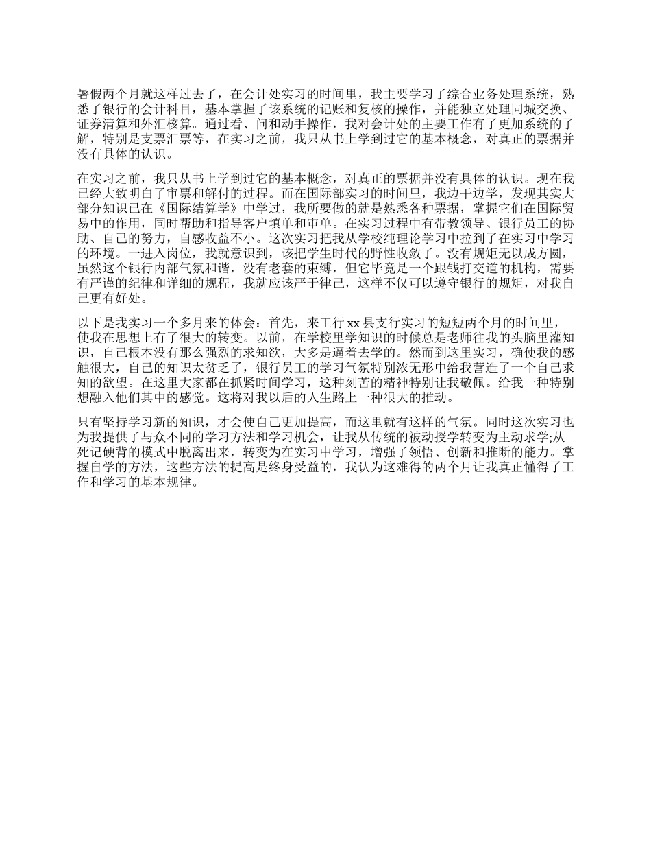 大学生金融行业会计实习总结_第1页