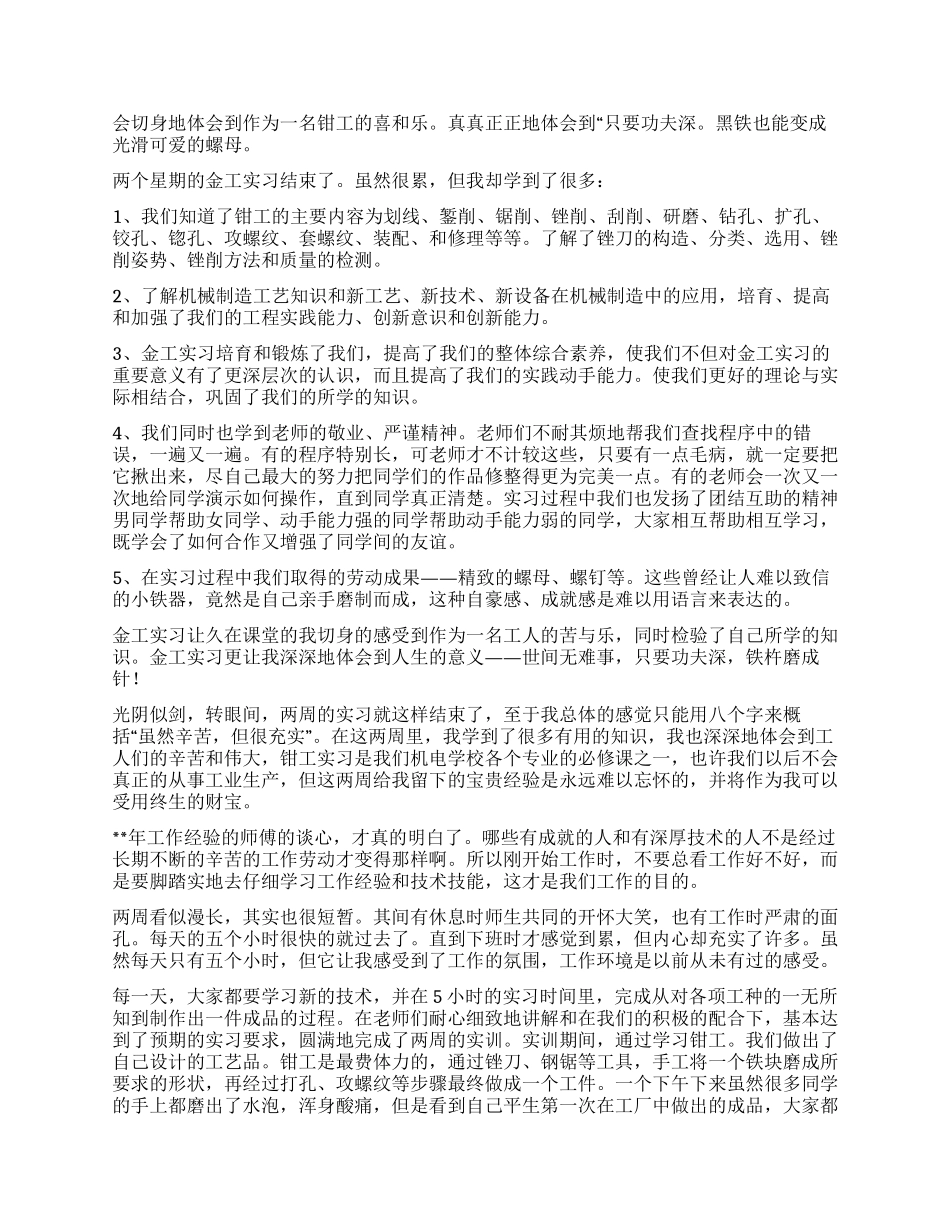 大学生钳工实习报告_第3页
