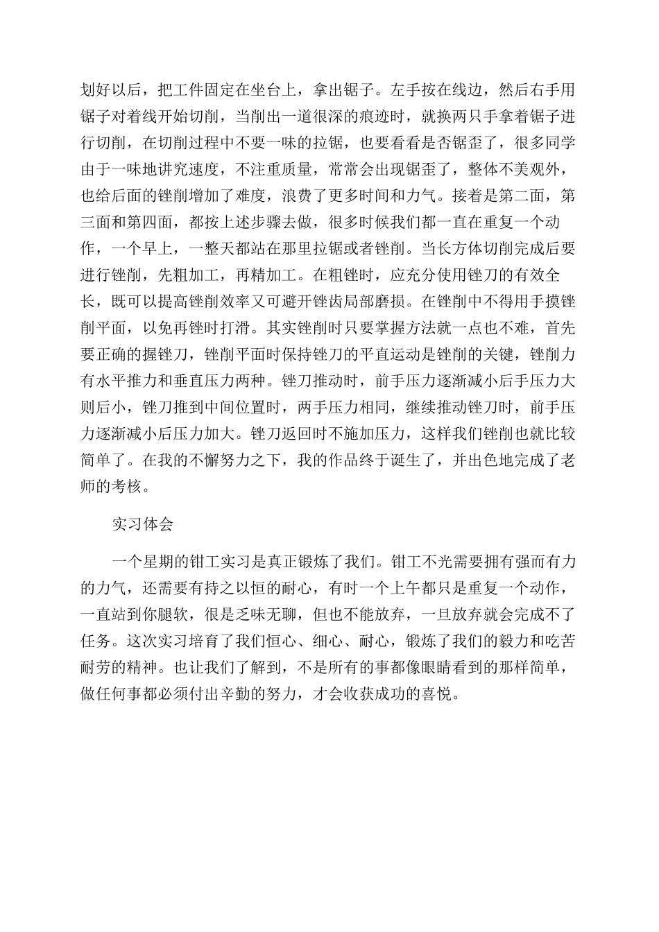 大学生钳工实习报告范文_第2页