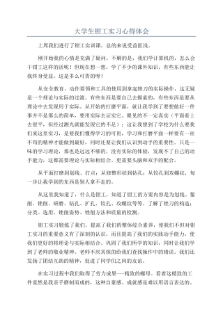 大学生钳工实习心得体会