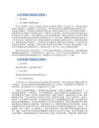 大学生银行顶岗实习报告精选范文5篇